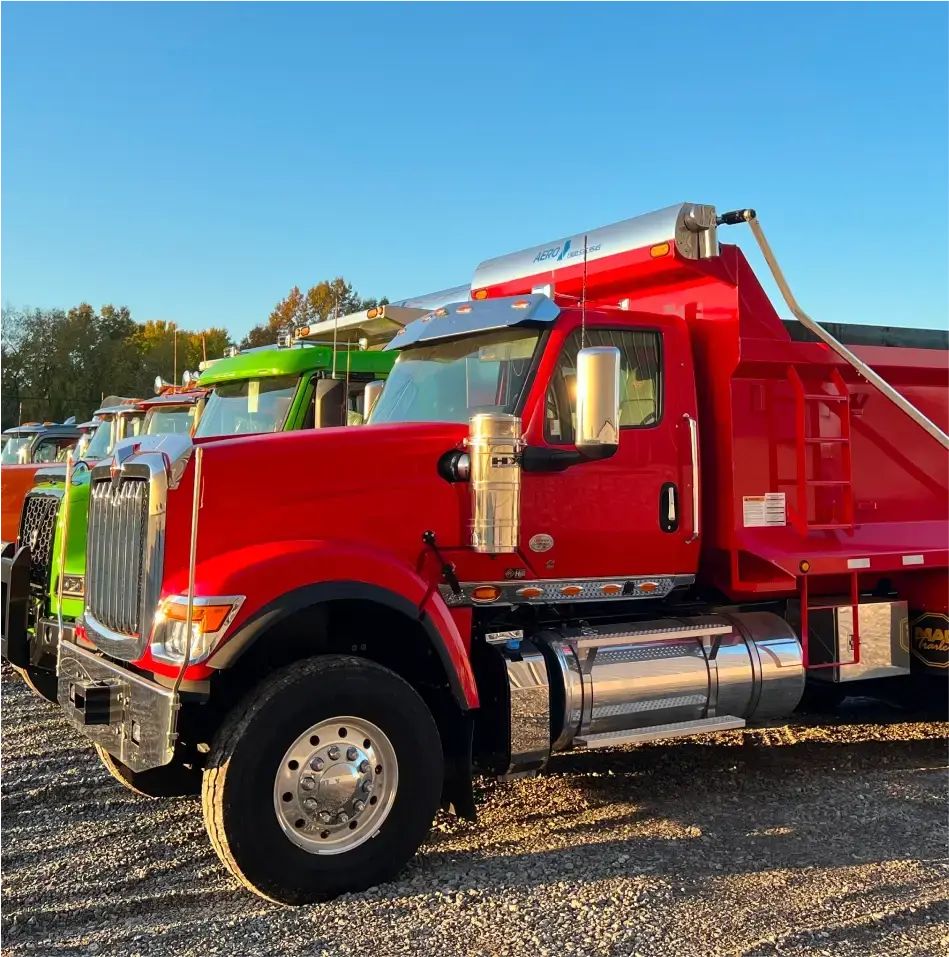 Red Steel Straight Truck body mounted on Red international truck.
